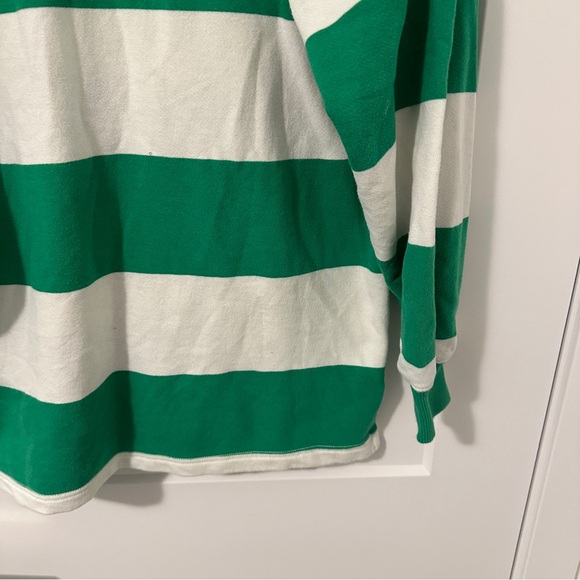 Aerie Green White Stripe Prep Rally Rugby Sweatshirt Oversized Size XS Women’s - Picture 11 of 14